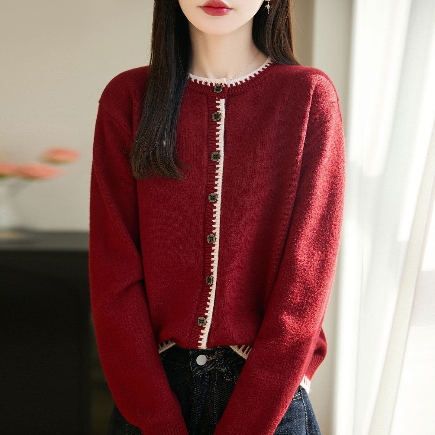 한 부서 고급 뽕나무 누에 실크 니트 오픈 가디건 여성 봄 가을 새로운 외부 가져 가라. 루즈핏 표지 고기 캐주얼 쇼트 스타일 스웨터 코트 상세 이미지 29