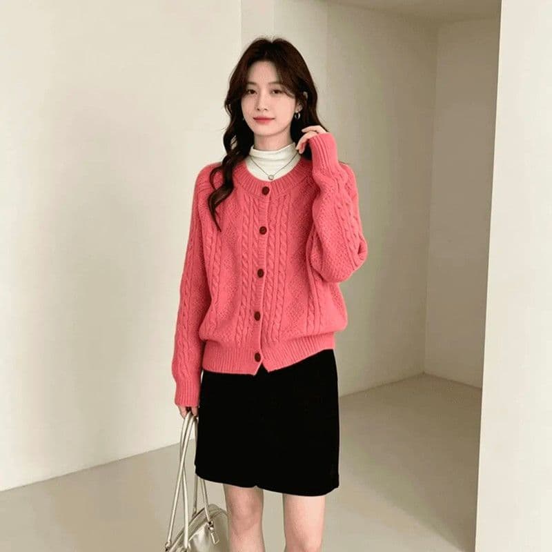 가을 겨울 새로운 클래식 레트로 꽈배기 스웨터 여자 패션 느긋한 바람 두꺼운 니트 오픈 가디건 보온 재킷 맨위 상세 이미지 3