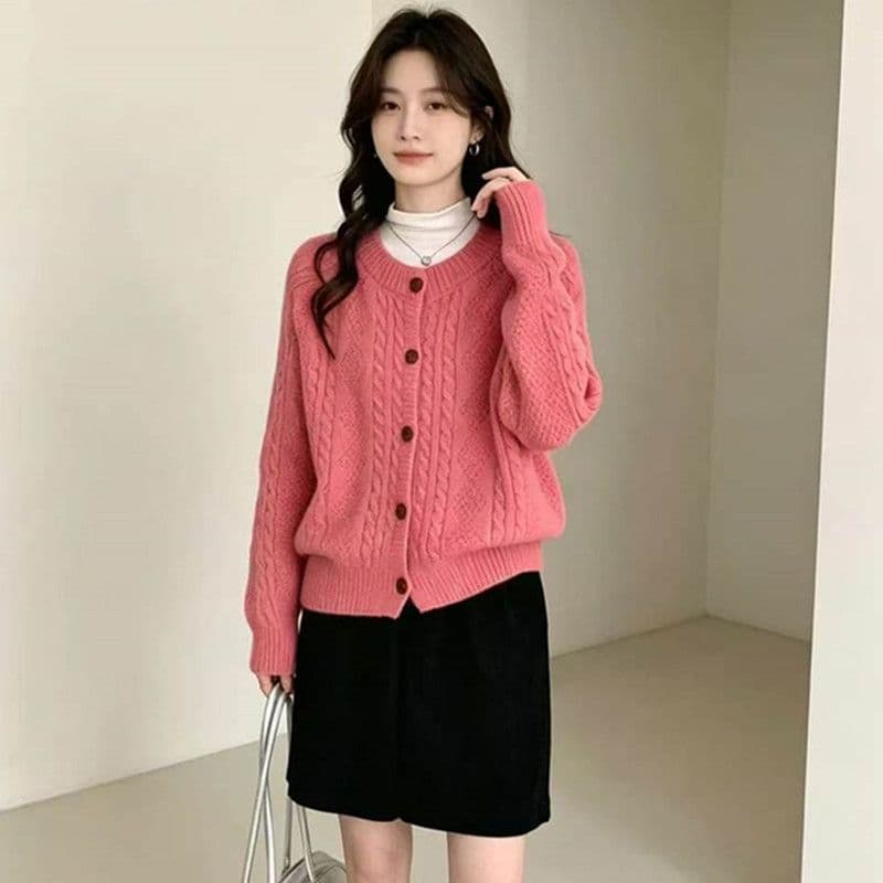 가을 겨울 새로운 클래식 레트로 꽈배기 스웨터 여자 패션 느긋한 바람 두꺼운 니트 오픈 가디건 보온 재킷 맨위 상세 이미지 13