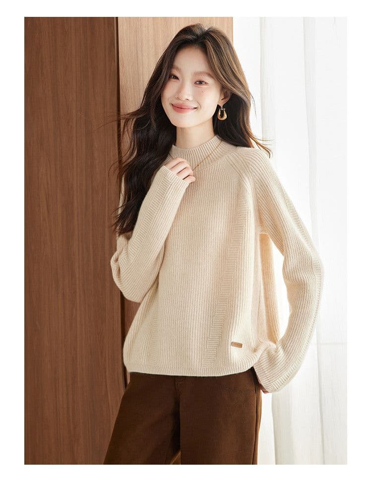 새로운 가을 겨울 반하이넥 두꺼운 보온 니트 스웨터 스웨터 패션 다용도 니트 만나는 구덩이 기사 표지 고기 슬림해 보이는 상세 이미지 17