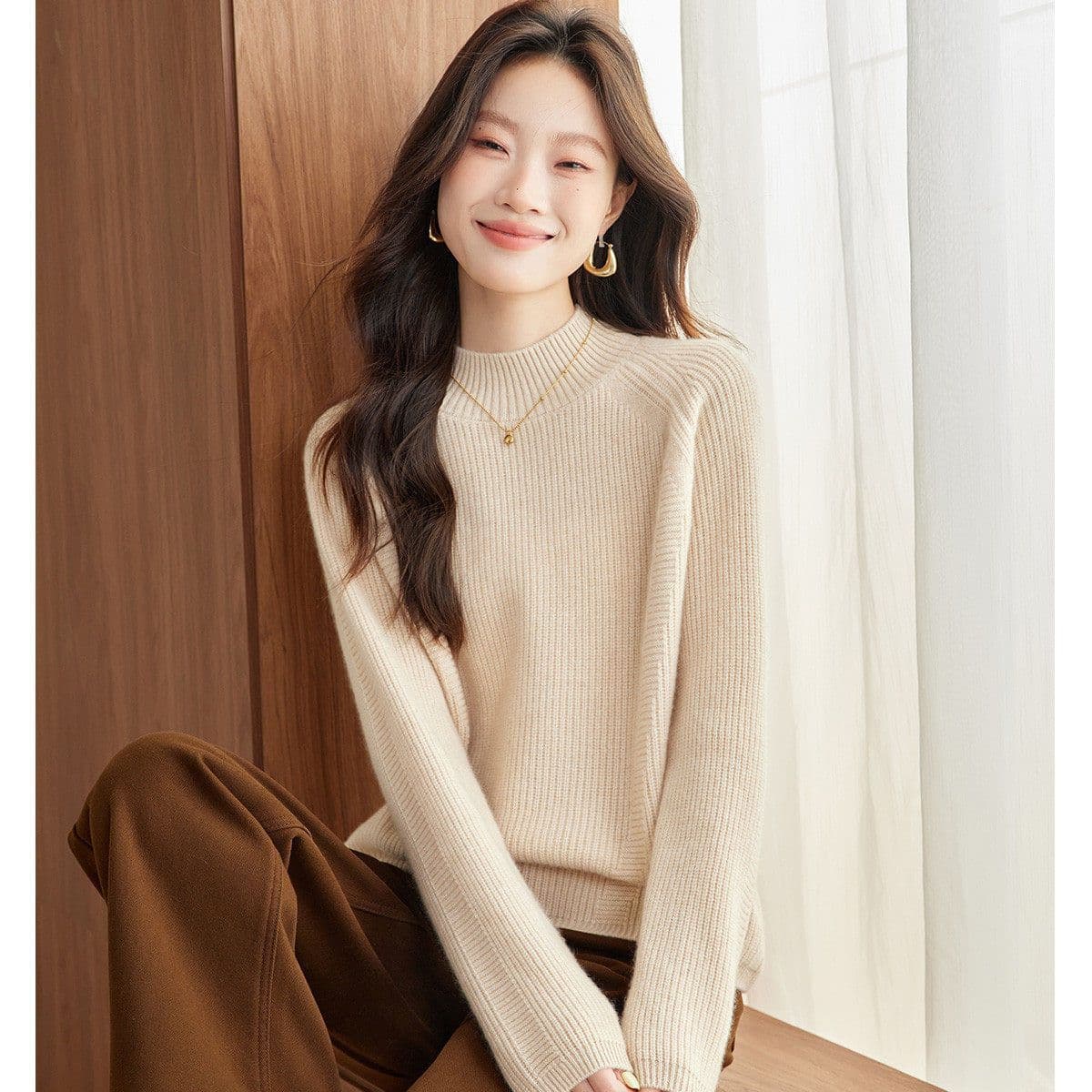 새로운 가을 겨울 반하이넥 두꺼운 보온 니트 스웨터 스웨터 패션 다용도 니트 만나는 구덩이 기사 표지 고기 슬림해 보이는 상세 이미지 29