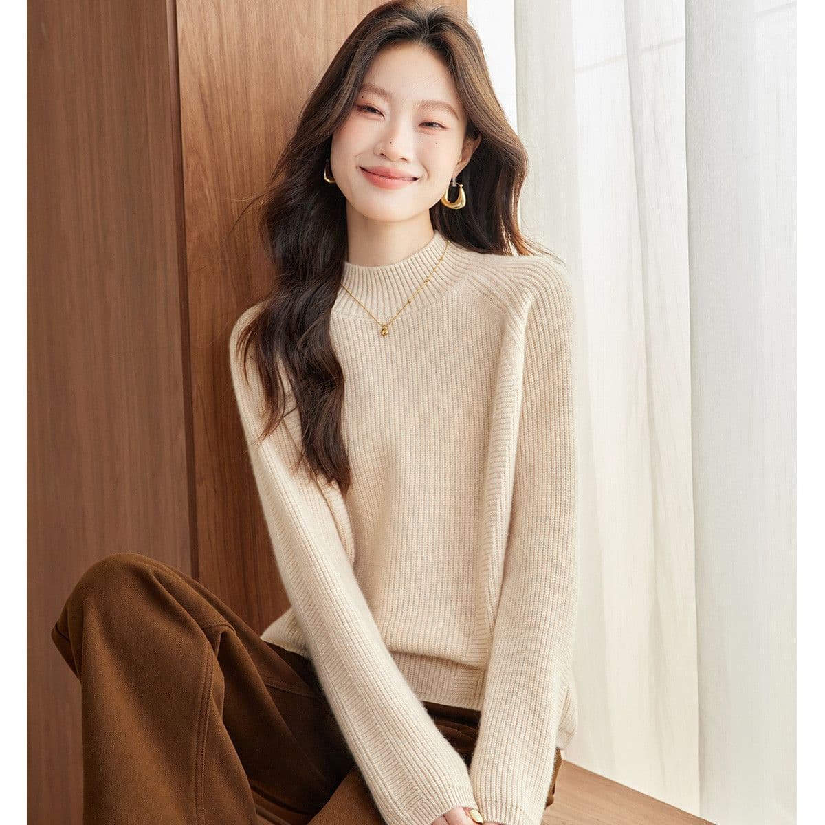 새로운 가을 겨울 반하이넥 두꺼운 보온 니트 스웨터 스웨터 패션 다용도 니트 만나는 구덩이 기사 표지 고기 슬림해 보이는 상세 이미지 34