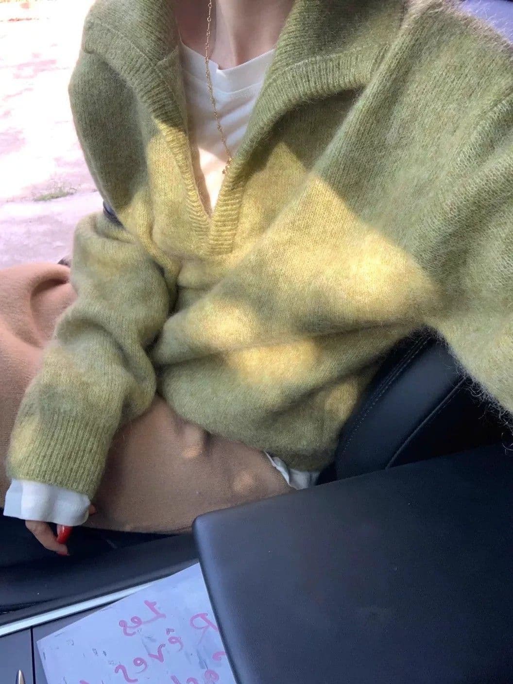 부드러운 패션 반하이넥 니트 오픈 가디건 가을 슬림해 보이는 다용도 스웨터 여자 루즈핏 느긋한 바람 다용도 맨위 여성 상세 이미지 18