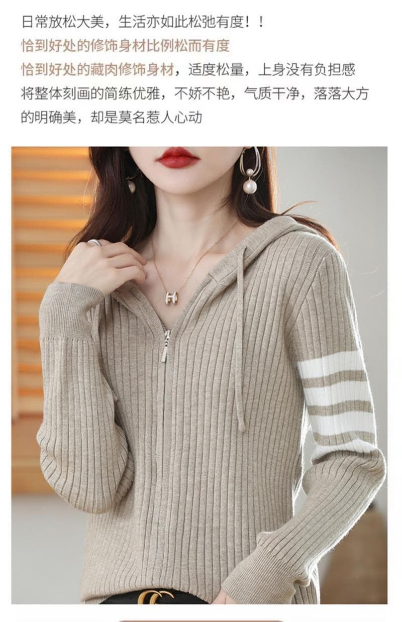 한 부서 후드 티 스웨터 여성 재킷 스웨터 오픈 가디건 루즈핏 한국 스타일 만나는 긴팔 외출용 가져 가라. 외국 가스 니트 스웨터 여성 상세 이미지 8