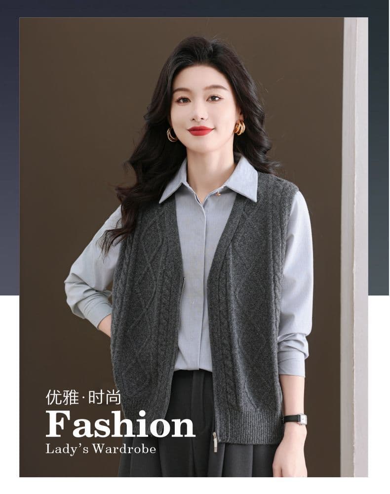 봄 가을 베스트 조끼 여성 외부 가져 가라. 표지 배 맨위 없음 소매 셔츠 제직 어깨 재킷 스웨터 오픈 가디건 트렌디 상세 이미지 1