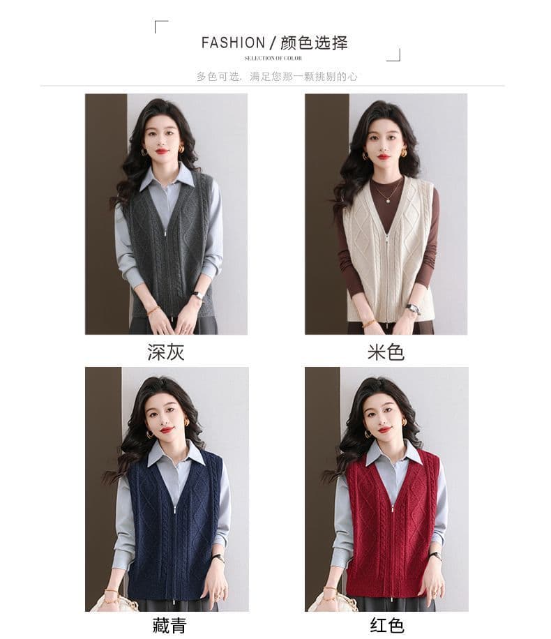 봄 가을 베스트 조끼 여성 외부 가져 가라. 표지 배 맨위 없음 소매 셔츠 제직 어깨 재킷 스웨터 오픈 가디건 트렌디 상세 이미지 6