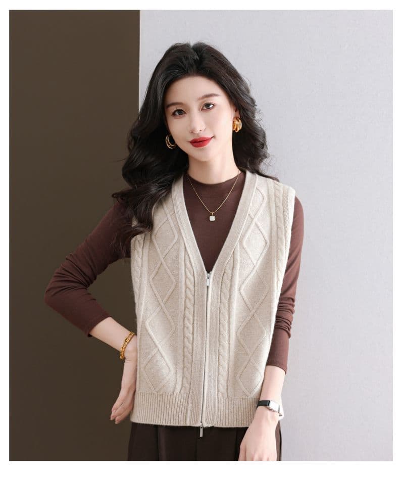 봄 가을 베스트 조끼 여성 외부 가져 가라. 표지 배 맨위 없음 소매 셔츠 제직 어깨 재킷 스웨터 오픈 가디건 트렌디 상세 이미지 10