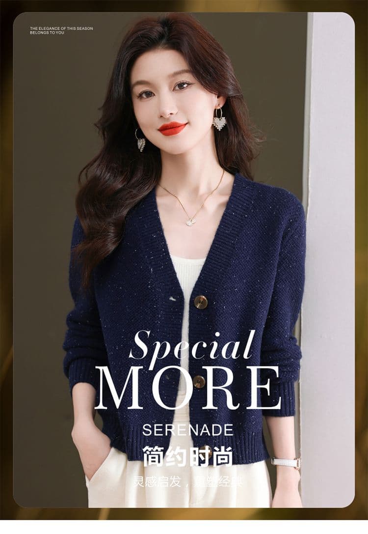 새로운 봄 가을 패션 광택 실 외국 가스 캐주얼 연령 감소 슬림해 보이는 니트 스웨터 슬림해 보이는 미니멀리즘 오픈 가디건 스웨터 여성 코트 상세 이미지 1
