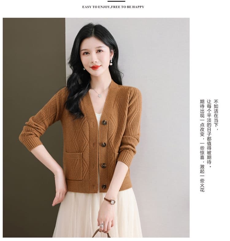 새로운 루즈핏 외부 잡아라. 의류 빅 사이즈 V넥 스웨터 코트 여성 의류 봄 가을 외국 가스 쇼트 스타일 니트 오픈 가디건 맨위 상세 이미지 15