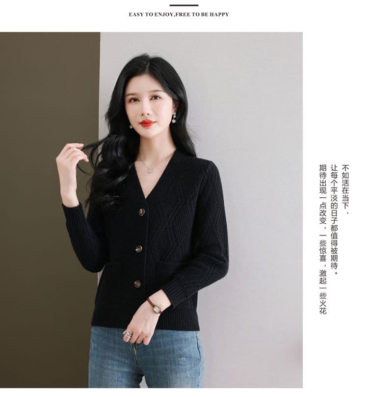 새로운 루즈핏 외부 잡아라. 의류 빅 사이즈 V넥 스웨터 코트 여성 의류 봄 가을 외국 가스 쇼트 스타일 니트 오픈 가디건 맨위 상세 이미지 21