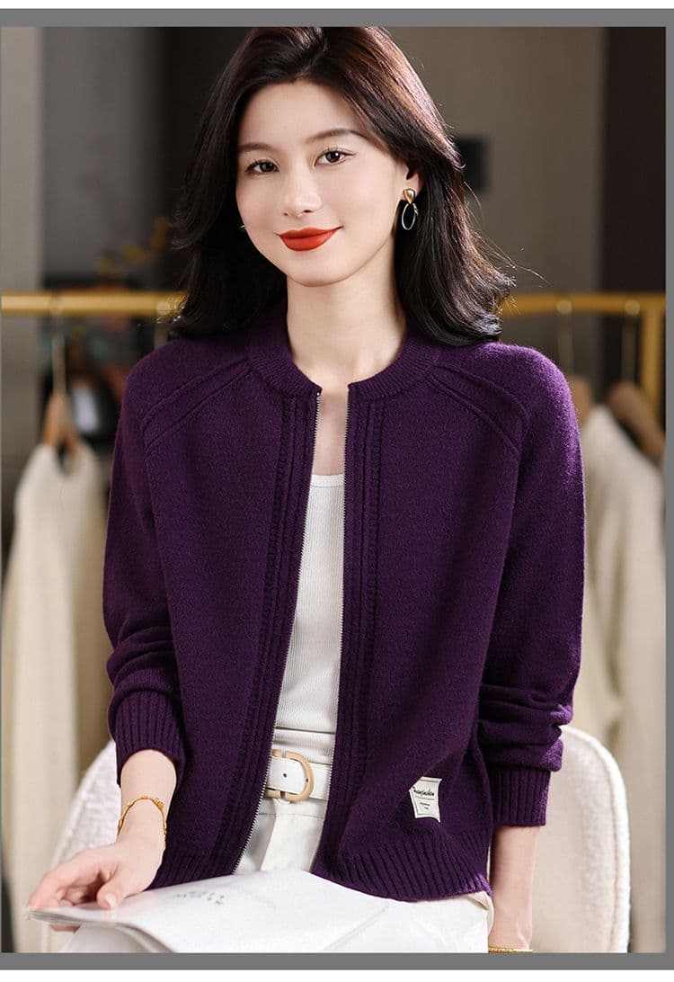 가을 겨울 새로운 한 부서 연령 감소 니트 오픈 가디건 여성 긴 소매 라운드 넥 어머니 드레스 맨위 외부 가져 가라. 루즈핏 스웨터 코트 상세 이미지 23