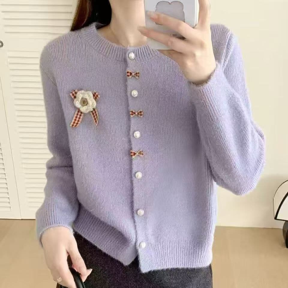 봄 가을 라운드 넥 오픈 가디건 한국 스타일 다용도 달콤함 품격 미니멀리즘 외국 가스 연령 감소 슬림해 보이는 스웨터 작은 샤넬 스타일 여성 코트 상세 이미지 28