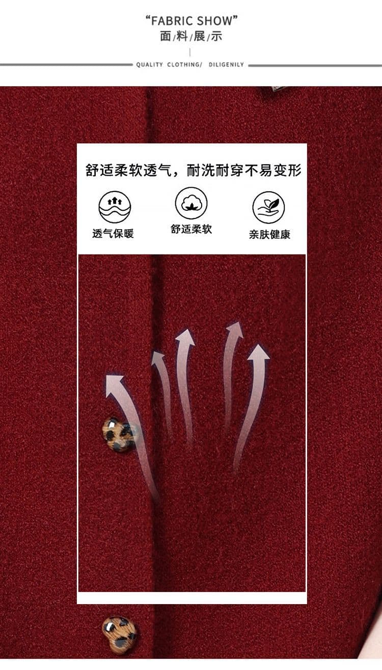 라운드 넥 카디건 조끼 여자 오픈 가디건 루즈핏 민소매 쇼트 스타일 레오파드 무늬 버클 니트 조끼 어머니 드레스 스웨터 코트 상세 이미지 10