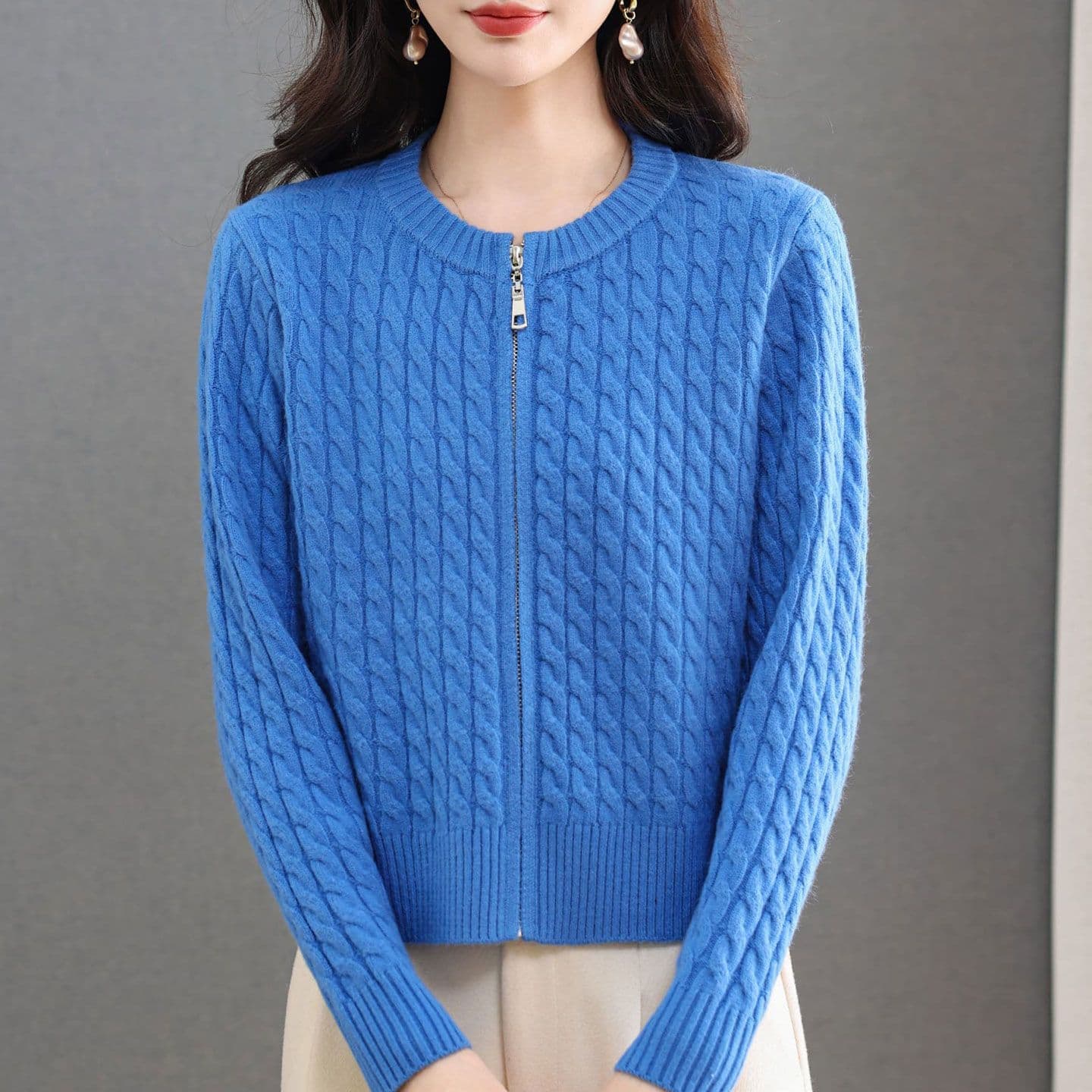 가을 겨울 새로운 패션 스웨터 코트 가을과 겨울 캐주얼 다용도 니트 스웨터 오픈 가디건 라운드 넥 봄 가을 지퍼 맨위
