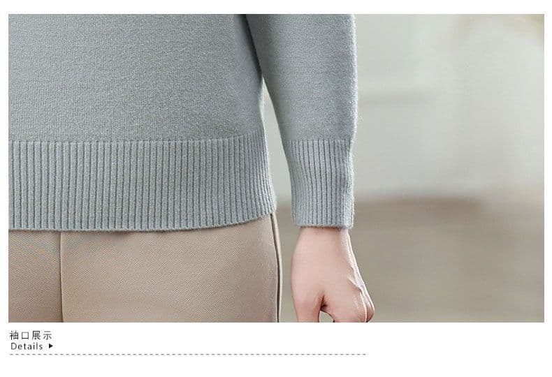 중년 엄마 가을 겨울 만나는 카디건 긴팔 새로운 폴로 칼라 맨위 중노년 외국 가스 여성 의류 니트 스웨터 상세 이미지 25