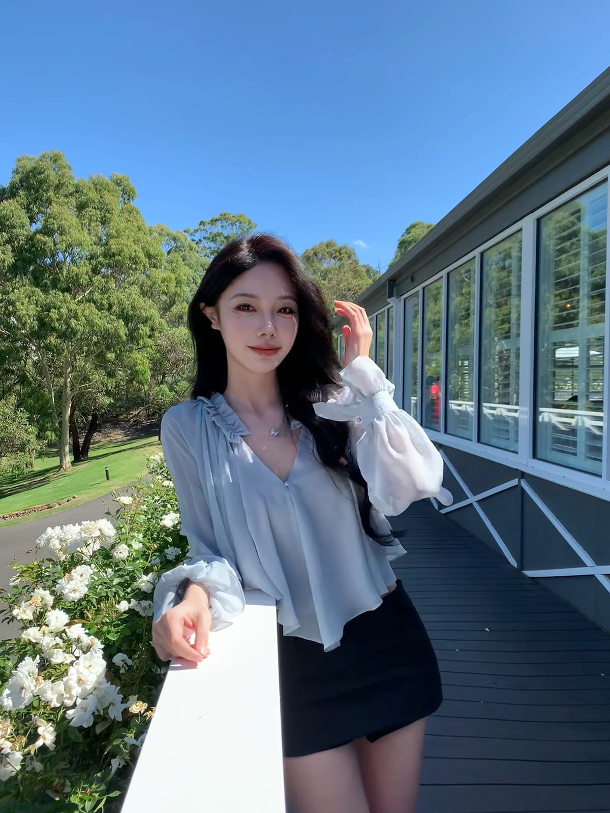 justqin 3 10 바다 소금 꿈 나라 새로운 여름 드레스 섹시함 V넥 쉬폰 톱 긴팔 여성 셔츠 이미지 3