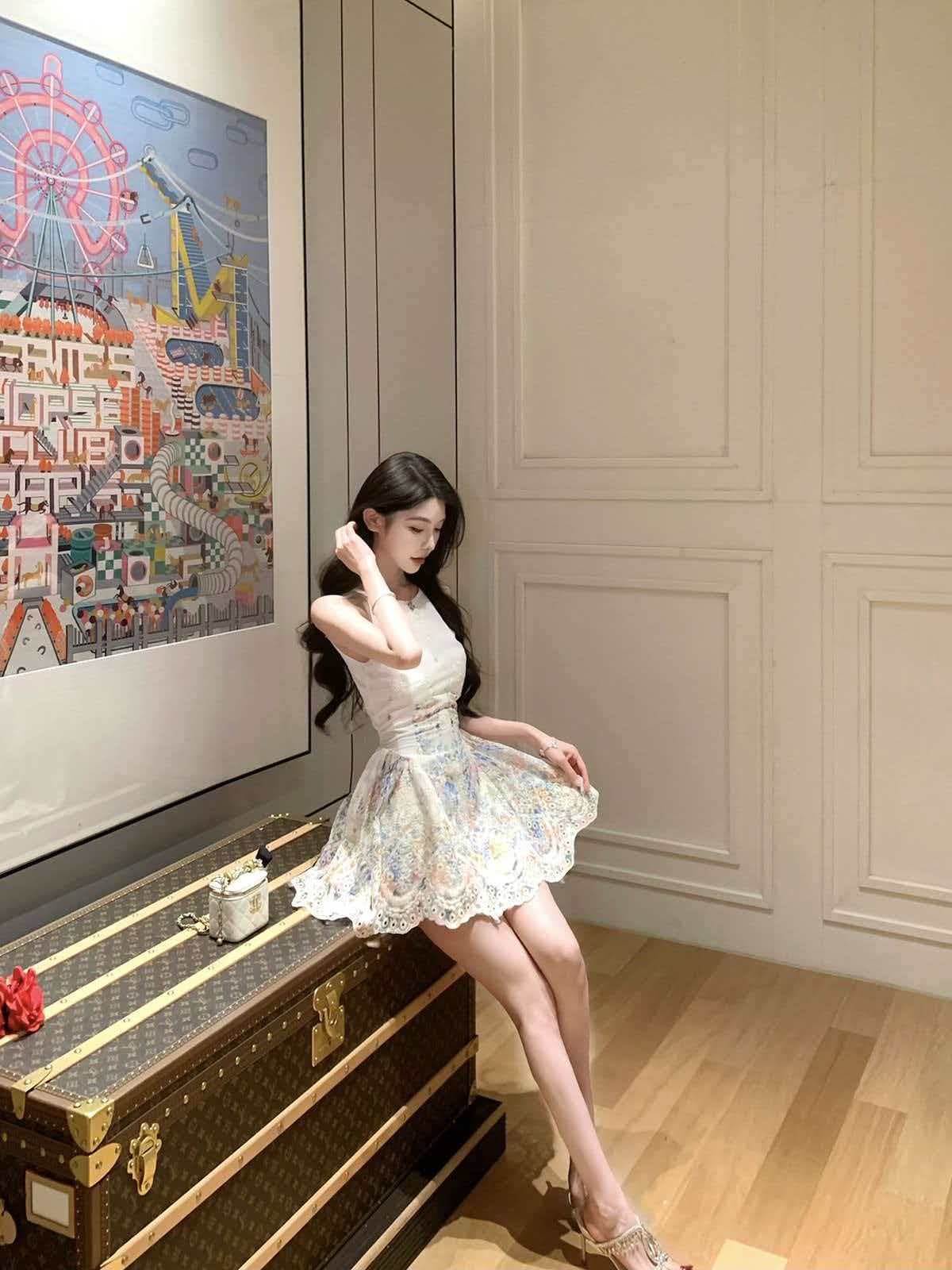 justqin 6 3 앨리스 꿈 나라 새로운 여름 드레스 허리 수축 꽃무늬 미니 스커트 섹시함 순수한 욕망 여성 드레스