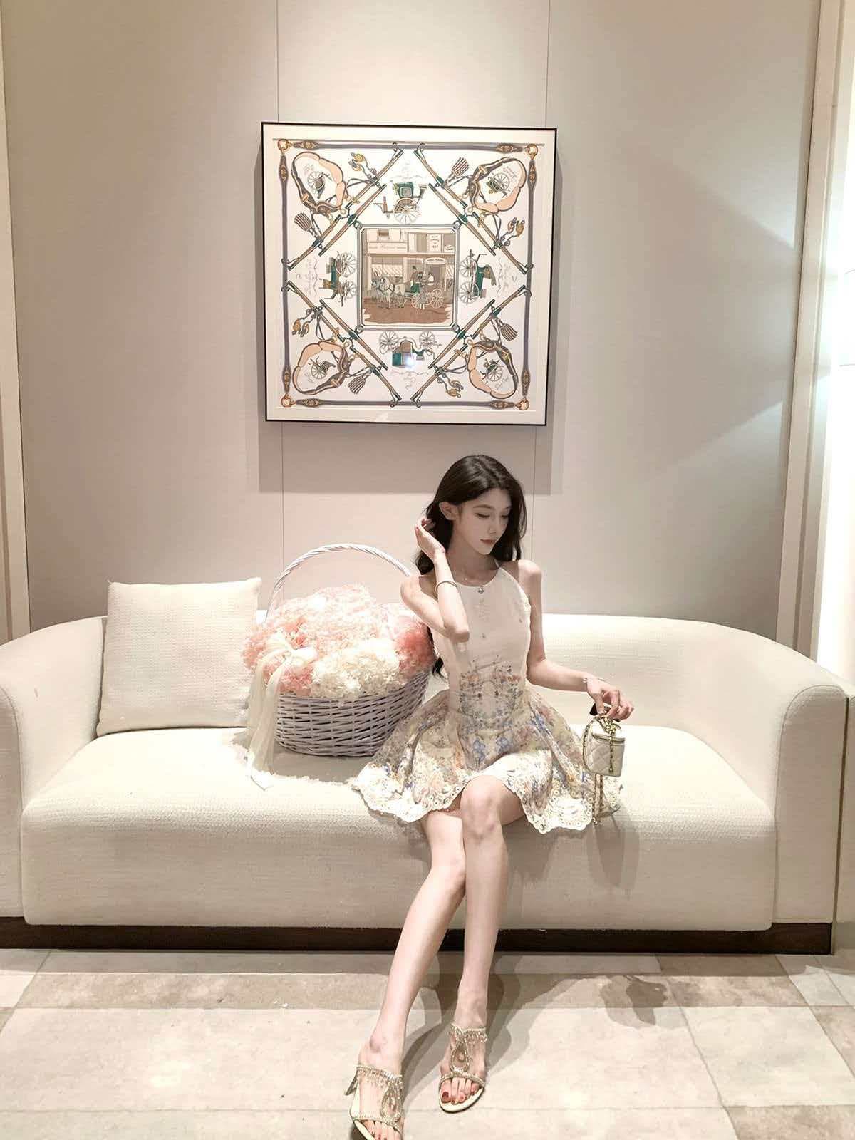 justqin 6 3 앨리스 꿈 나라 새로운 여름 드레스 허리 수축 꽃무늬 미니 스커트 섹시함 순수한 욕망 여성 드레스 이미지 2