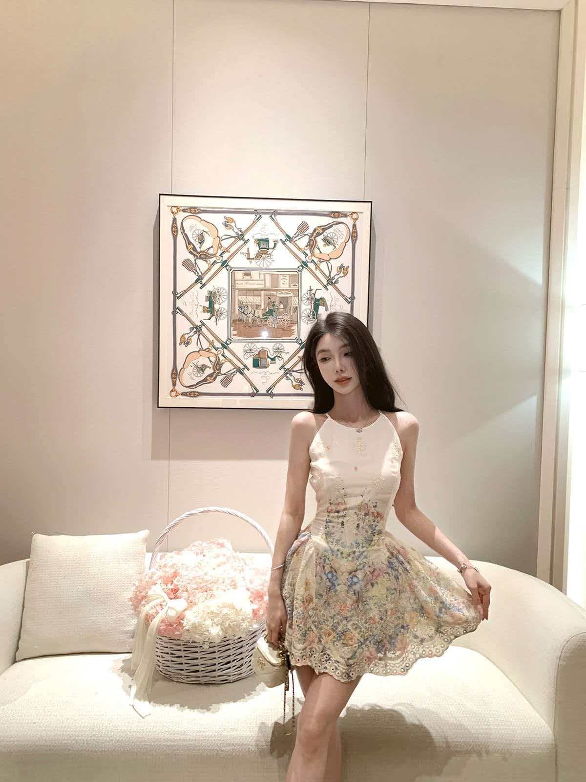justqin 6 3 앨리스 꿈 나라 새로운 여름 드레스 허리 수축 꽃무늬 미니 스커트 섹시함 순수한 욕망 여성 드레스 이미지 3