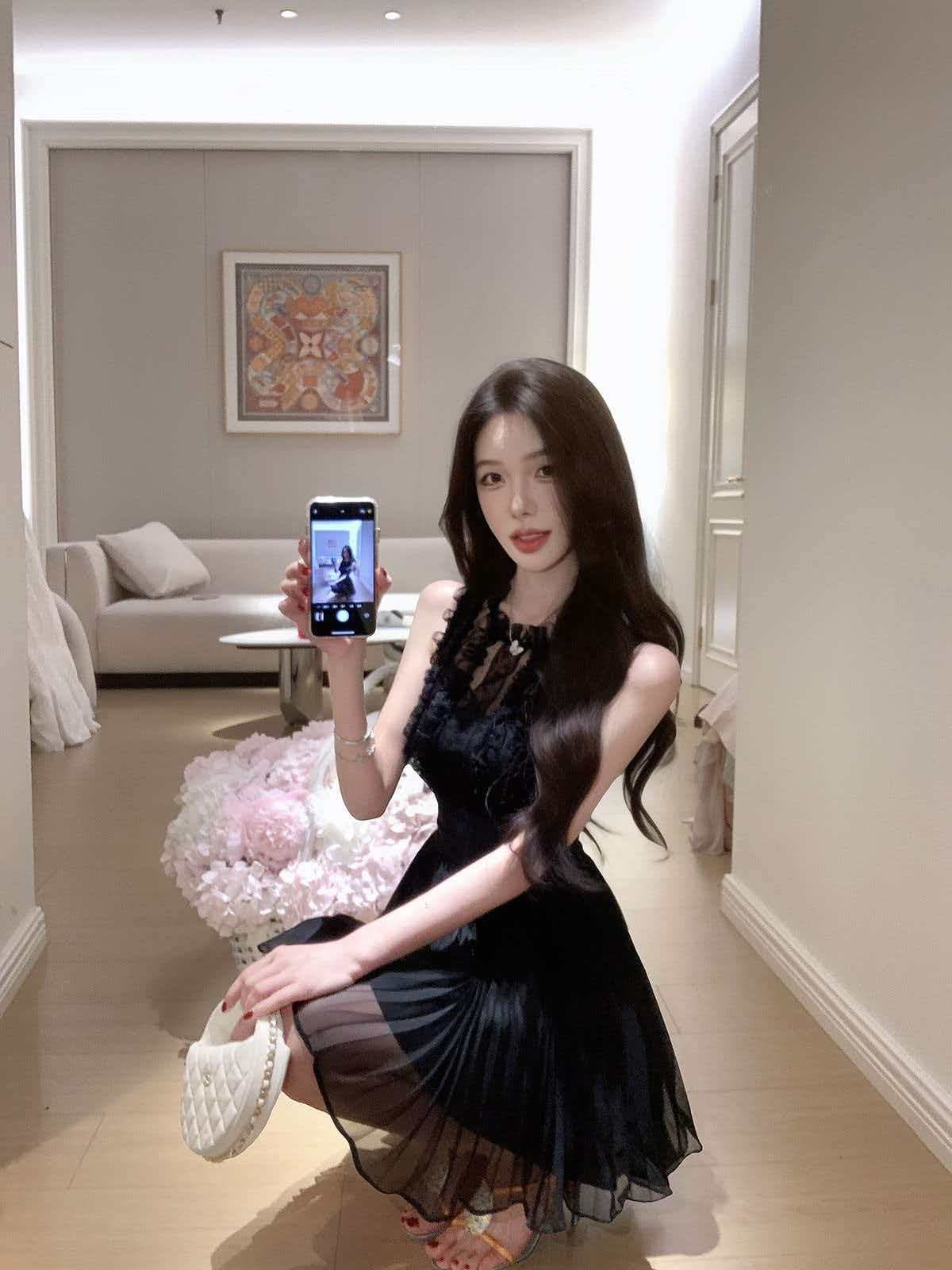 justqin 7 8 주간 켜기 새로운 2026 새로운 여름 드레스 품격 쉬폰 미니 스커트 허리 수축 섹시함 여성 드레스 상세 이미지 1