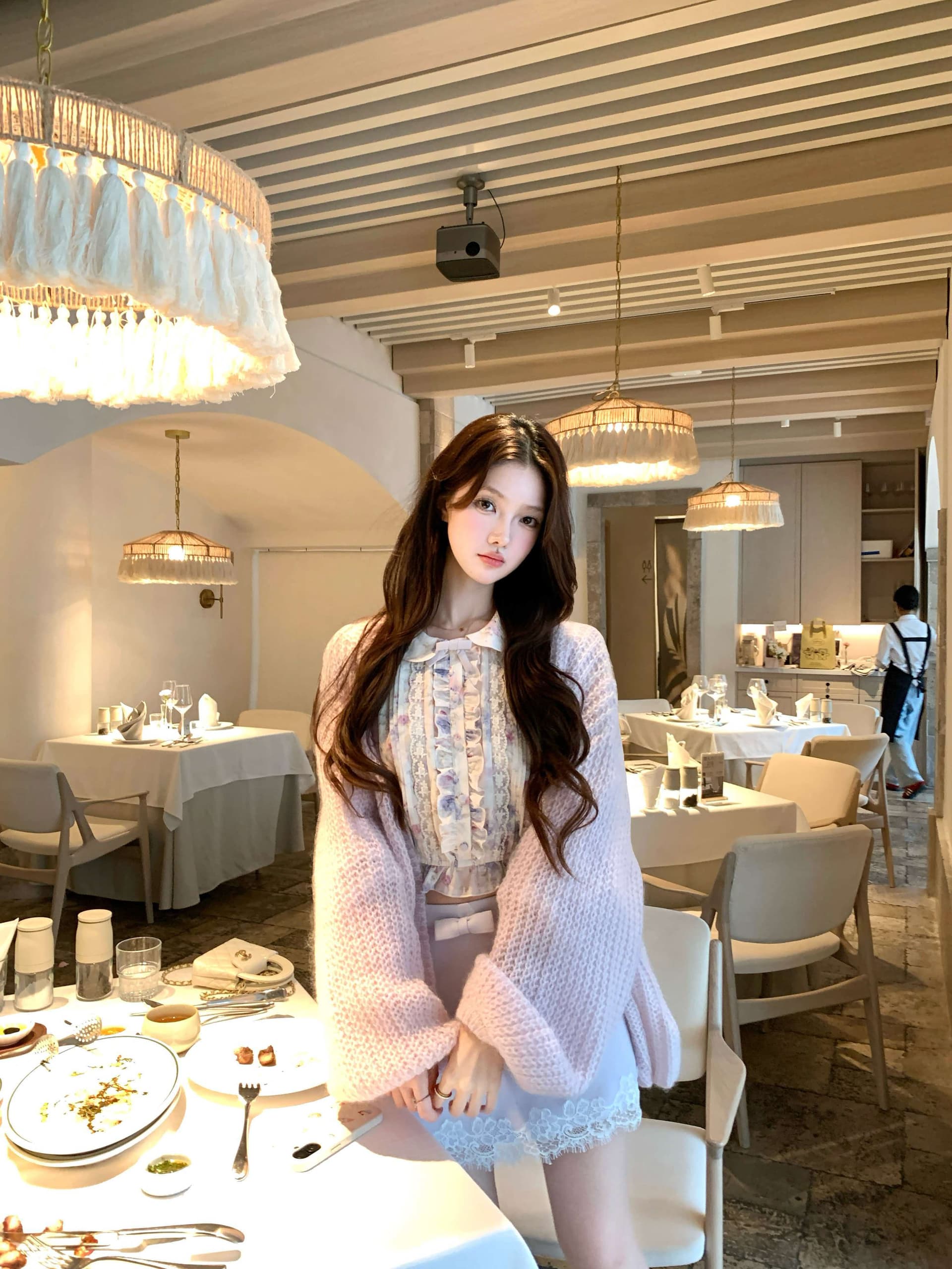 acaine8 24 20 00 95 할인 꽃 리플 천 골드 부드러운 자매 꽃무늬 맨위 레이스 반 스커트 상세 이미지 2
