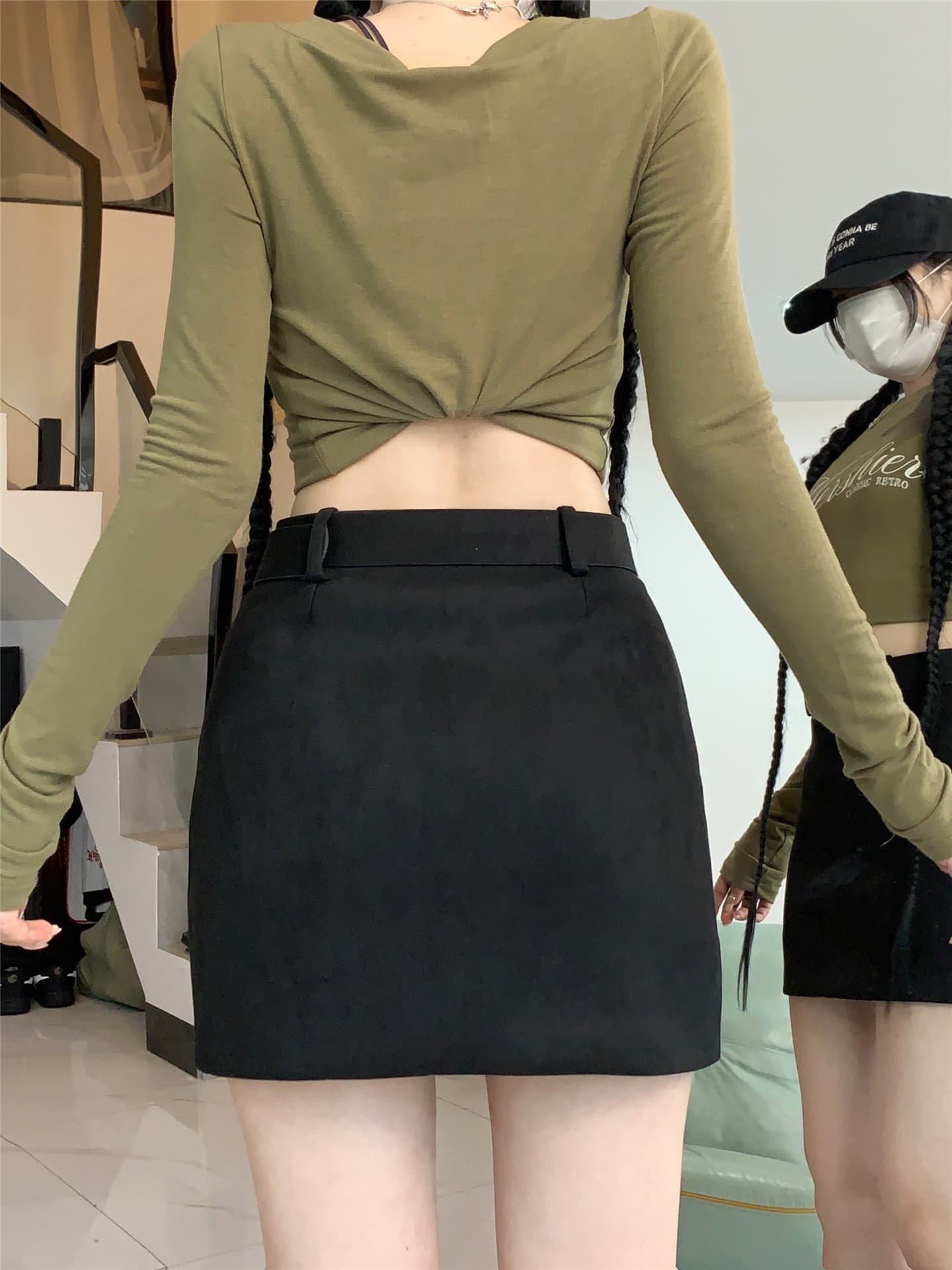 실사 아메리칸 스웨이드 원단 타이트 스커트 핫걸 반신 스커트 아름다움 라드. 색상 시스템 노출 방지 바지 다용도 한 마디 미니 스커트 상세 이미지 10