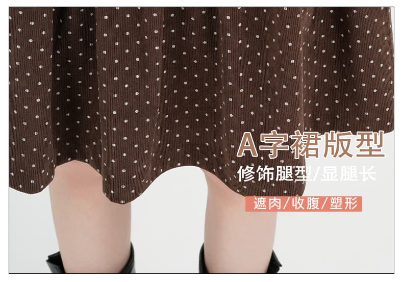 실사 한 부서 레트로 도트 무늬 학원 스타일 단추 디자인 센스 패치워크 하이웨이스트 슬림해 보이는 다용도 한 마디 반신 스커트 상세 이미지 12