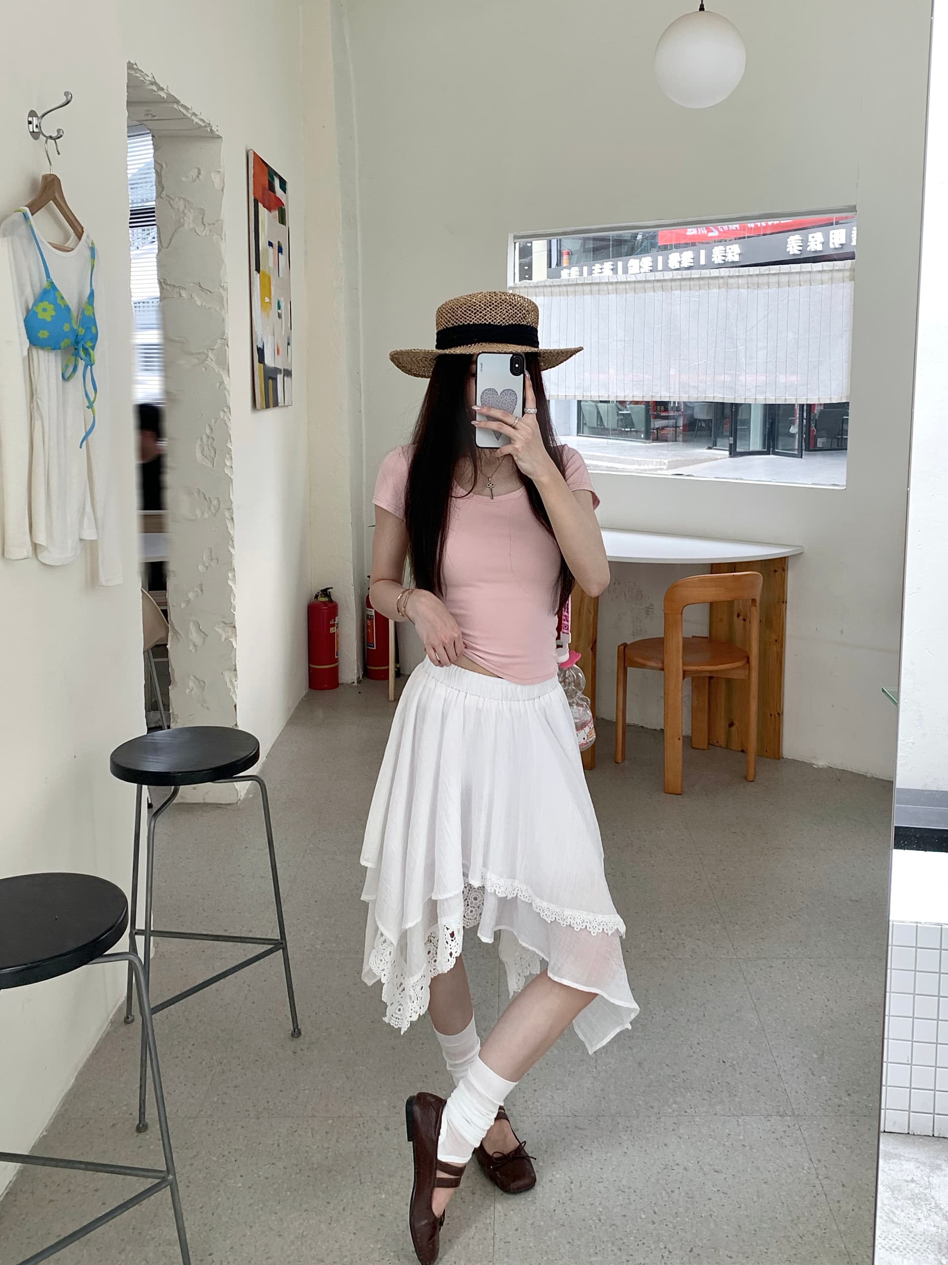 실사 화이트 레이스 레이스 패치워크 불규칙 반신 스커트 여성 2026 새로운 디자인 센스 다용도 한 마디 중간 스커트 상세 이미지 18