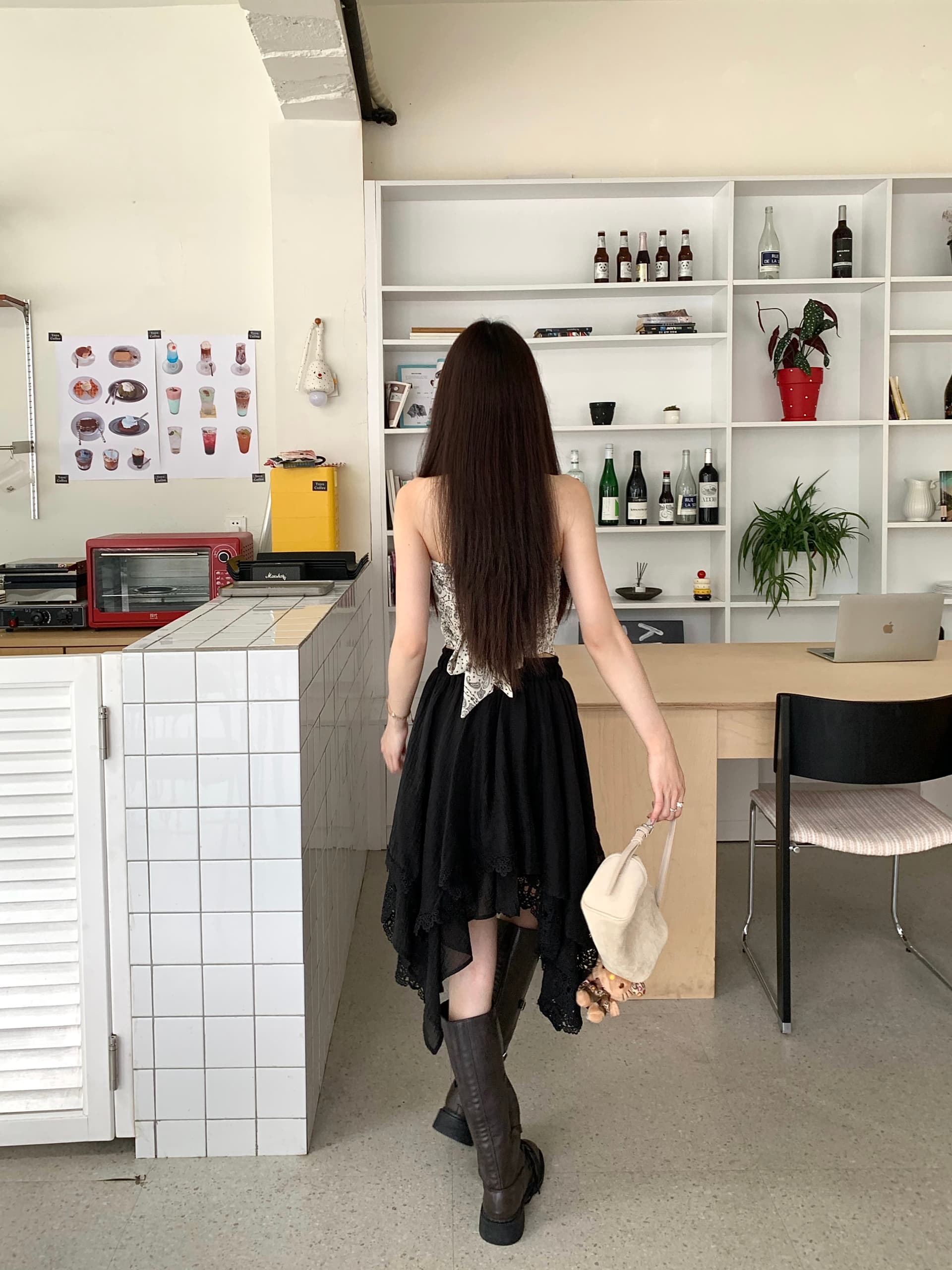 실사 화이트 레이스 레이스 패치워크 불규칙 반신 스커트 여성 2026 새로운 디자인 센스 다용도 한 마디 중간 스커트 상세 이미지 35