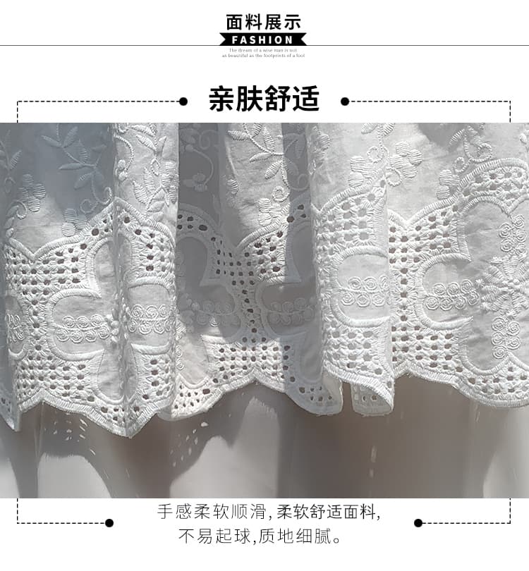 실사 화이트 자수 자수 레이스 반신 스커트 여성 여름 새로운 하이웨이스트 슬림해 보이는 패치워크 케이크 중간 길이 스커트 상세 이미지 8