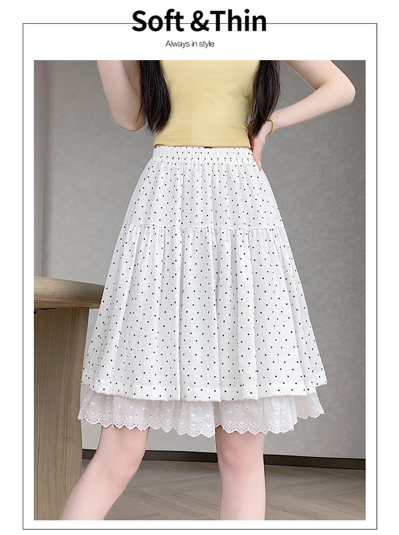 실사 프랑스식 달콤한 스타일 도트 무늬 레이스 레이스 반신 스커트 여성 하이웨이스트 슬림해 보이는 케이크 드레스 한 마디 퍼프 중간 스커트 상세 이미지 28