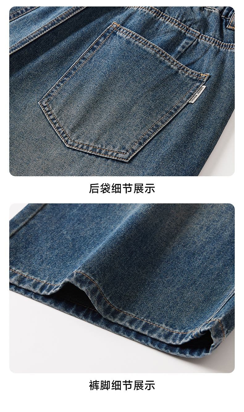 여름 새로운 데님 7 점 와이드 레그 팬츠 통기성 아메리칸 레트로 거리 조수 브랜드 다용도 캐주얼 소년 바지 상세 이미지 21