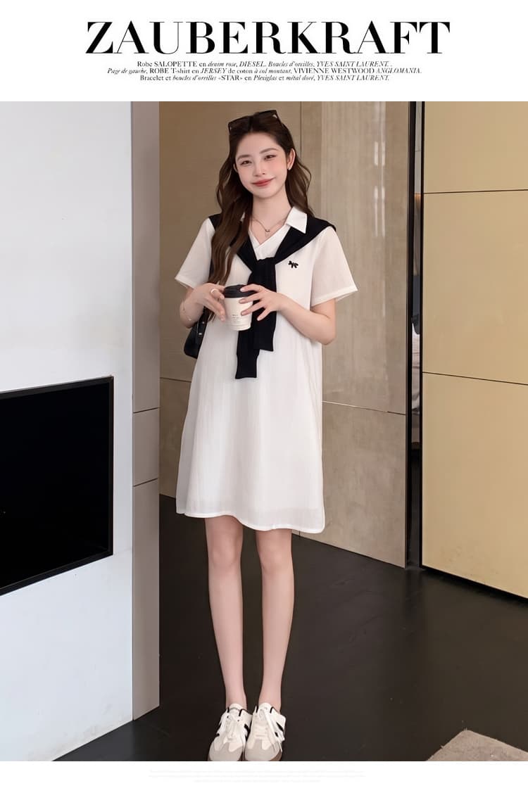 실사 새로운 여름 한 부서 프랑스식 출퇴근 바람 숄 면 린넨 편안함 통기성 출산 착용 드레스 상세 이미지 14