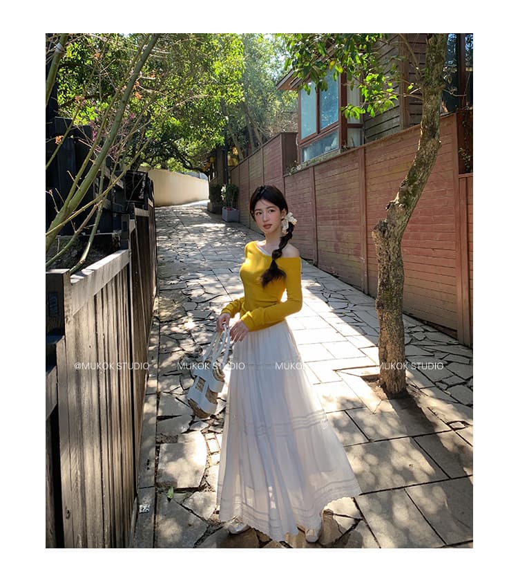 mukok 봄날 협주곡 화이트 반신 스커트 여성 순면 프랑스식 낭만주의 대 치마 한 마디 케이크 드레스 상세 이미지 20
