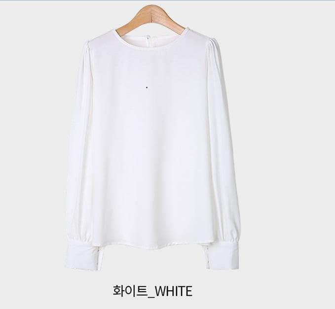 한 외국인 싱글 일본 롯데 인기 미니멀리즘 한국 스타일 다용도 루즈핏 긴팔 라운드 넥 쉬폰 블라우스 맨위 기본 셔츠 상세 이미지 15