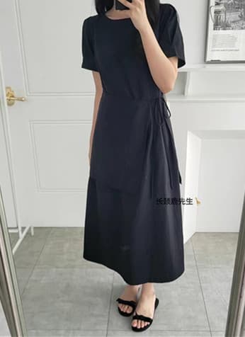 2026 년 봄 여름 새로운 한국 동대문 miho 단색 치마 커튼 스타일 품격 드레스 상세 이미지 9