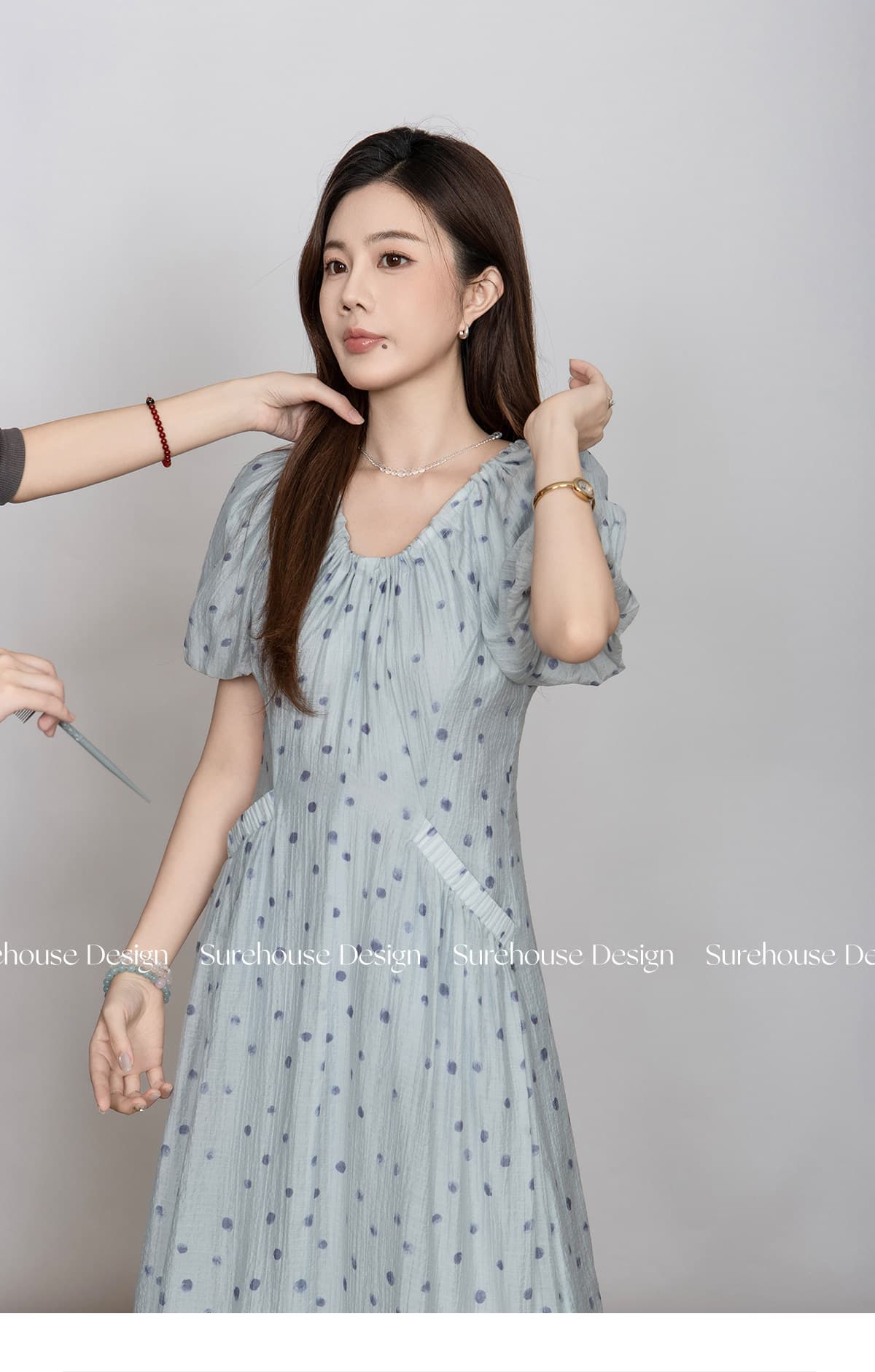 Catkins surehouse 얕은 와일드 추격 라이 경기 서울 시스템 프랑스식 도트 무늬 롱 스커트 큰 진자 유화 여성 드레스 상세 이미지 4