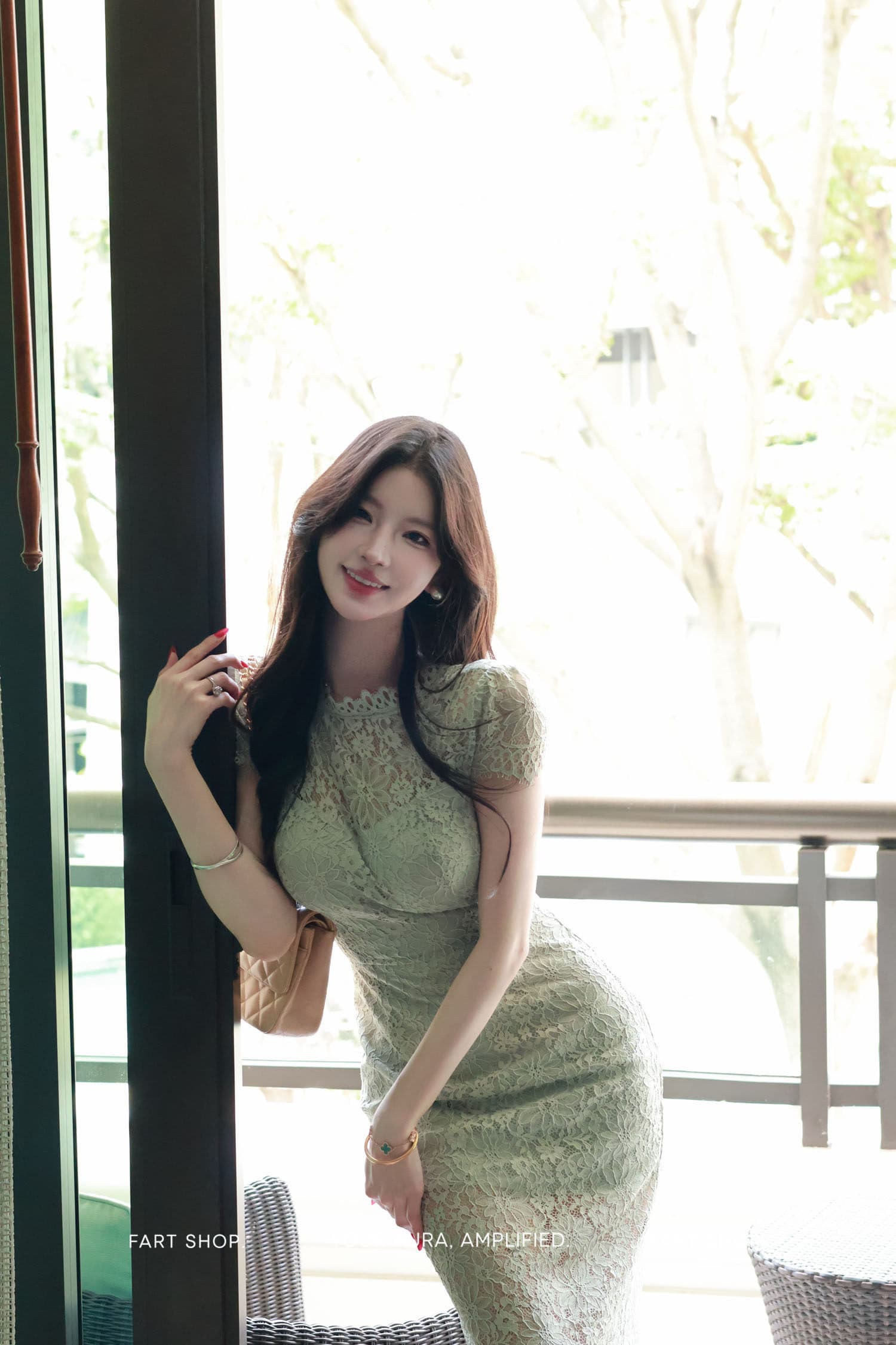 fart shop 릴리 오브 더 밸리 비밀 언어 박하 남자 웨이브 녹색 레이스 홀로우 아웃 벨트 가슴 패드 여성 드레스 봄 여름 상세 이미지 11
