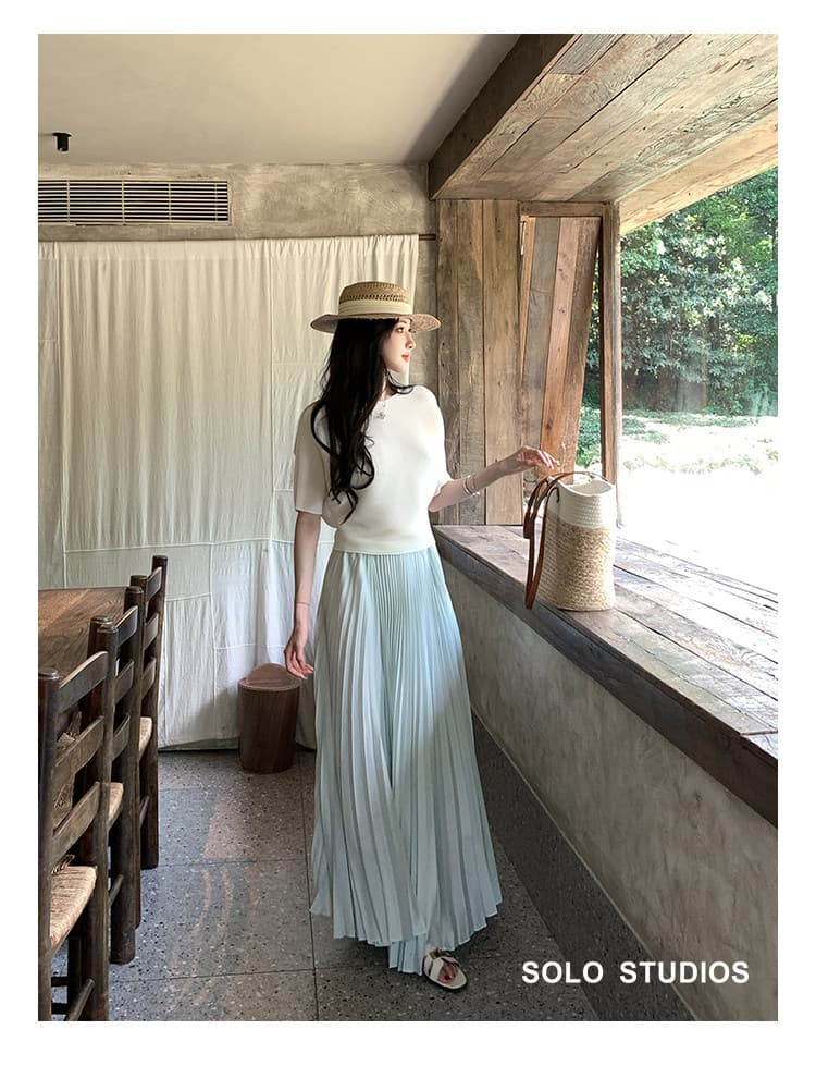 solo 폭발 폭발 낭만주의 혁명 파란색 압력 주름 플리츠 스커트 여성 세 하우스 바람 무거운 작업 허리밴드 도루 센스 반신 스커트 상세 이미지 21