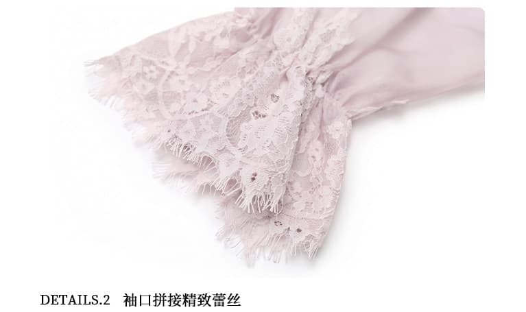 파빌리온 와우 보라색 쌰 새로운 중식 수묵화 헤일로 염색 슬립 바지 망사 오픈 가디건 세 조각 여성 세트 여름 새로운 상세 이미지 11