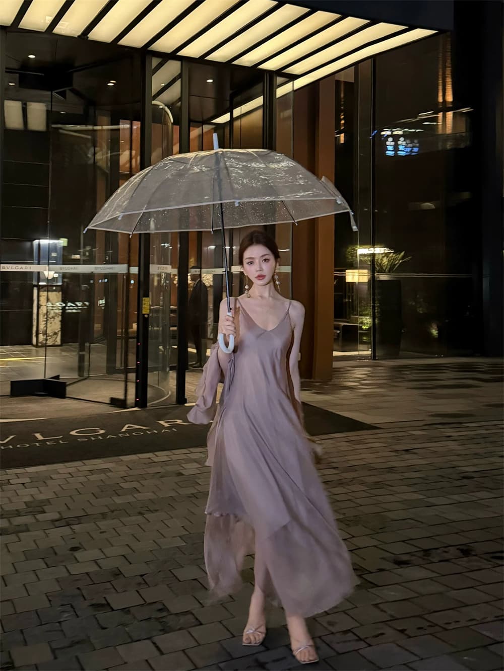 펭 급여 잉 황혼 연기 루오 여성 드레스 여름 고급 품격 슬립 치마 숄 스카프