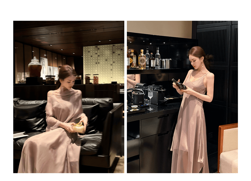 펭 급여 잉 황혼 연기 루오 여성 드레스 여름 고급 품격 슬립 치마 숄 스카프 상세 이미지 4