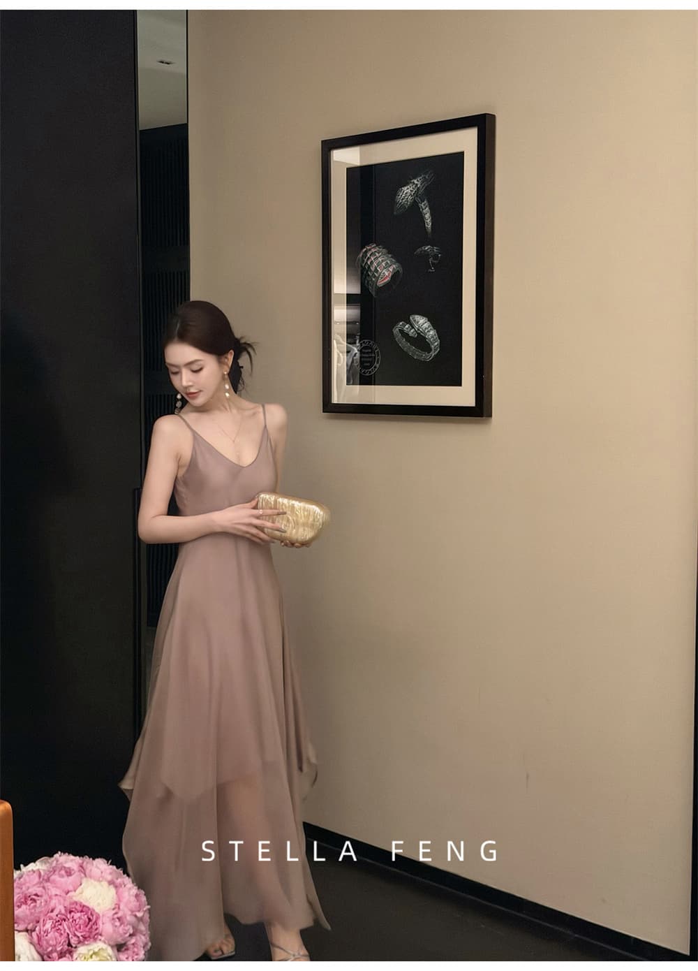 펭 급여 잉 황혼 연기 루오 여성 드레스 여름 고급 품격 슬립 치마 숄 스카프 상세 이미지 9