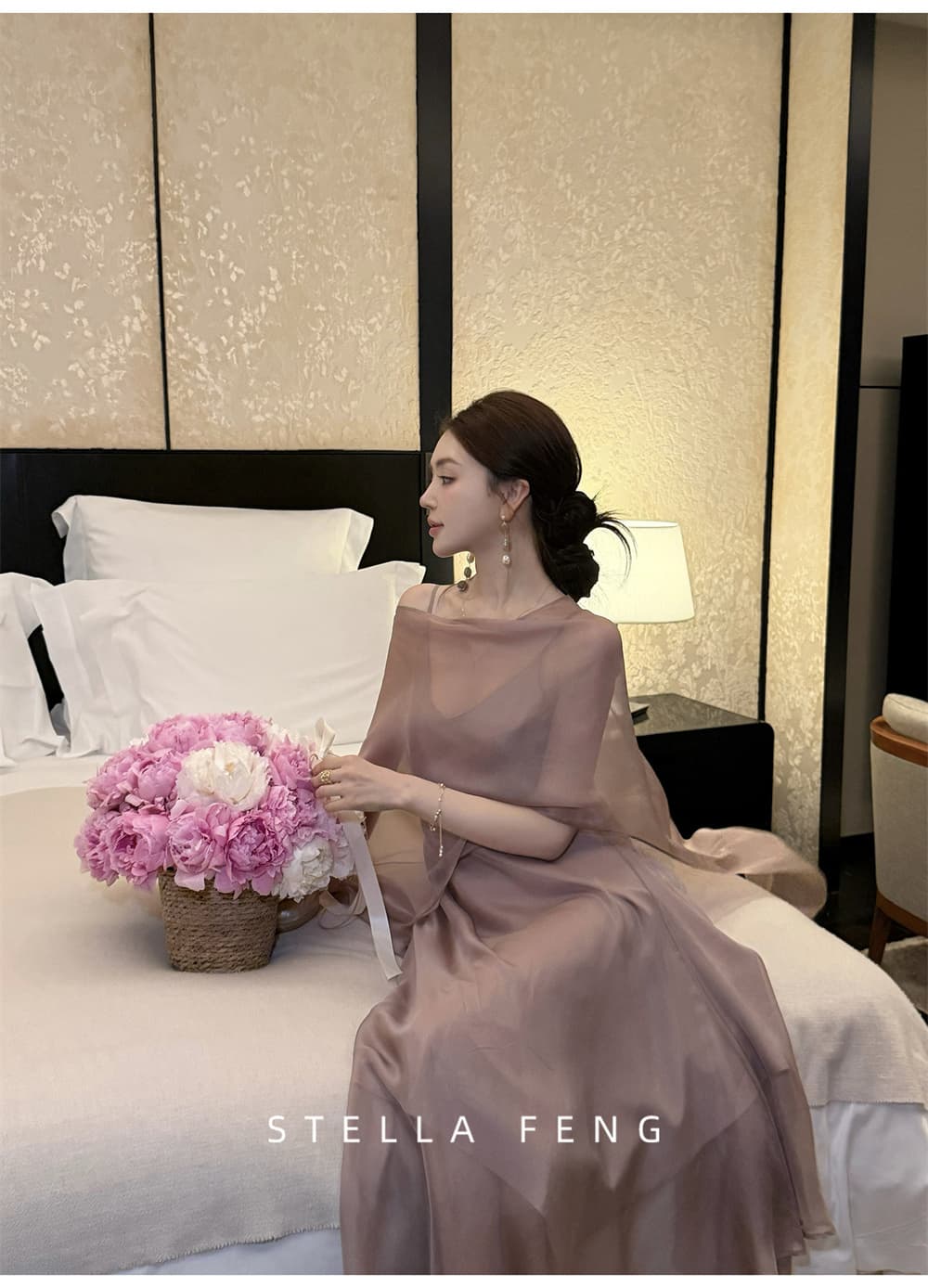 펭 급여 잉 황혼 연기 루오 여성 드레스 여름 고급 품격 슬립 치마 숄 스카프 상세 이미지 15