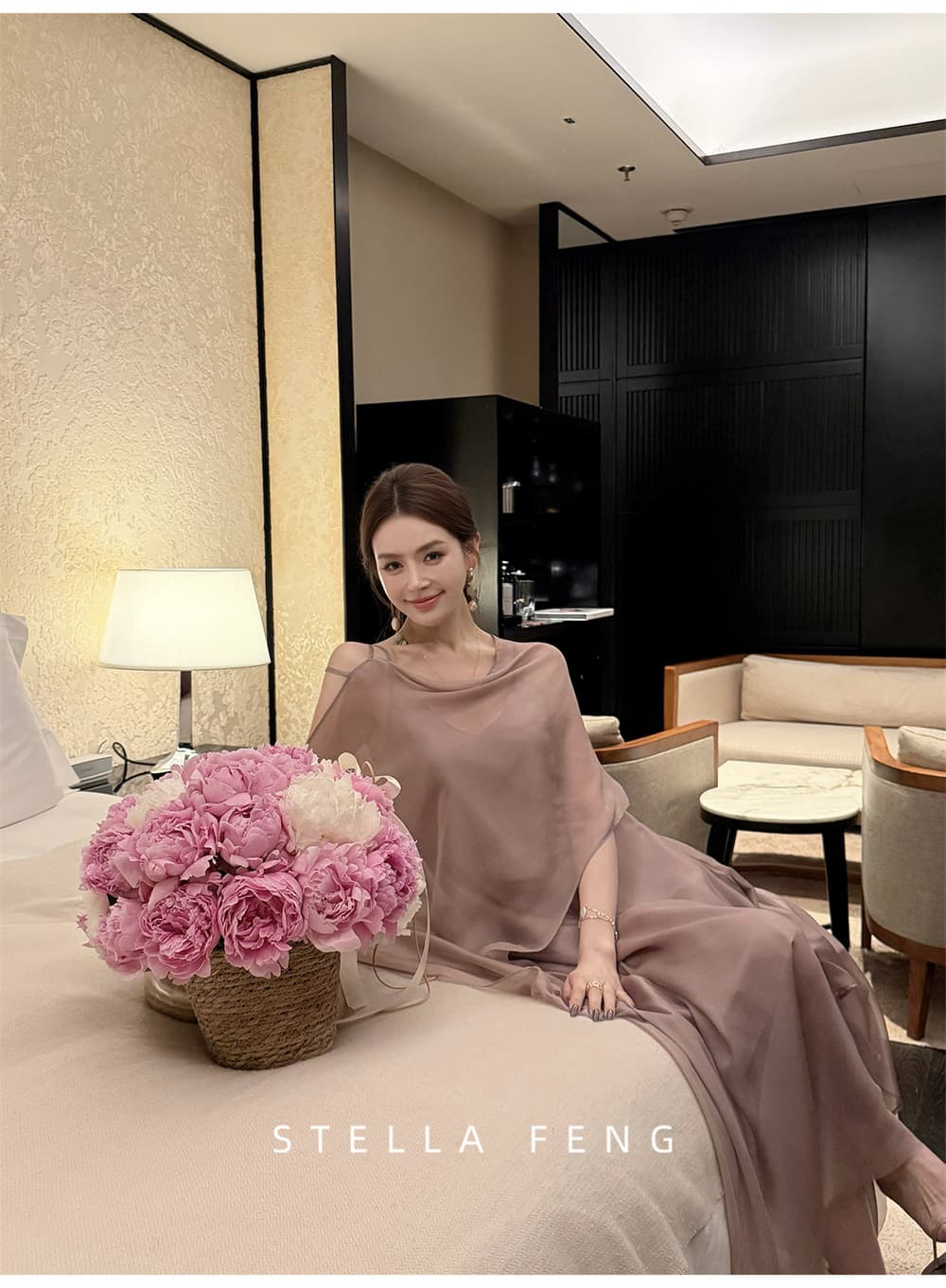 펭 급여 잉 황혼 연기 루오 여성 드레스 여름 고급 품격 슬립 치마 숄 스카프 상세 이미지 16