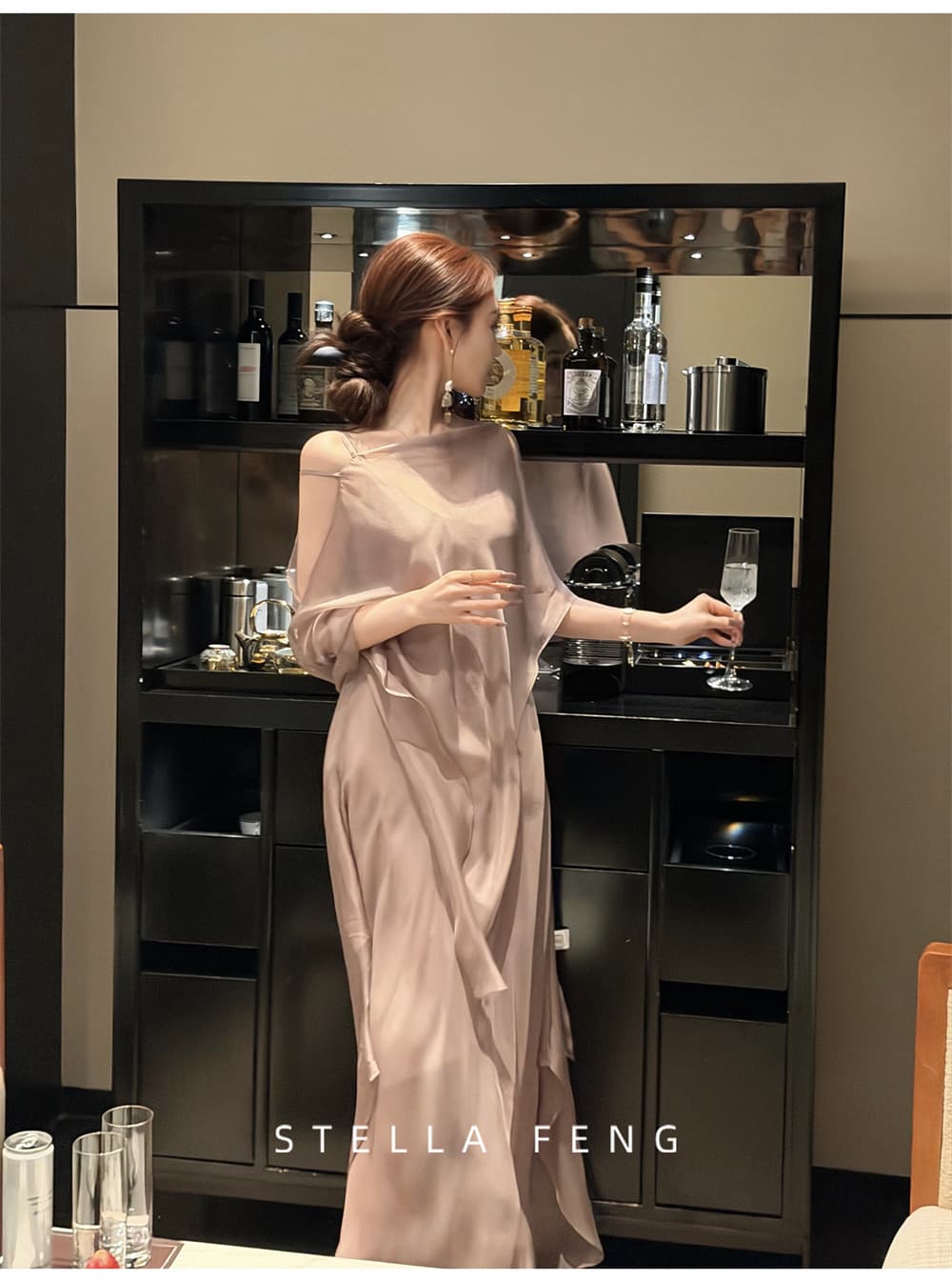 펭 급여 잉 황혼 연기 루오 여성 드레스 여름 고급 품격 슬립 치마 숄 스카프 상세 이미지 19