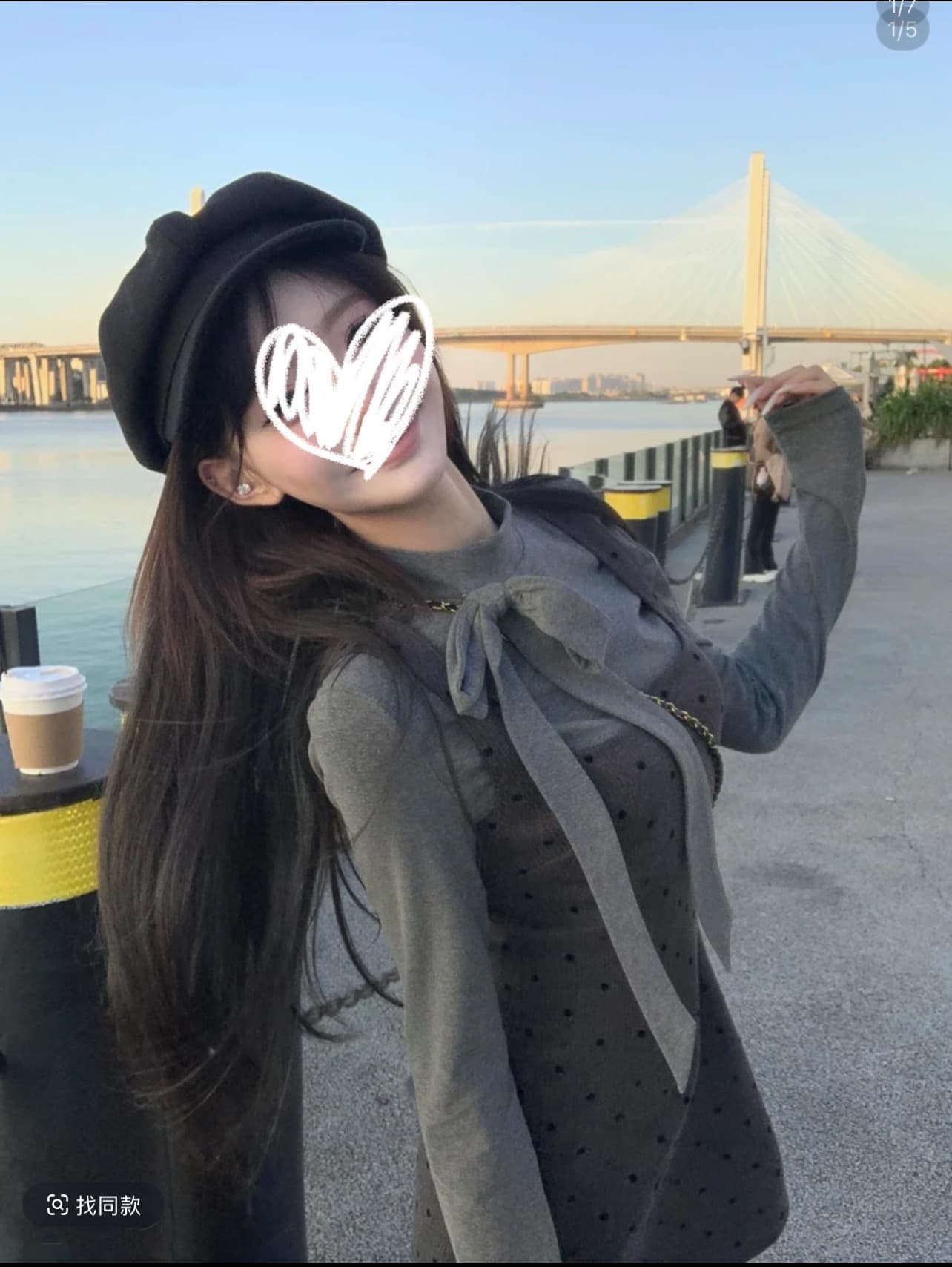 한 부서 달콤함 연령 감소 나비 매듭 긴팔 티셔츠 도트 무늬 멜빵 스커트 두 조각 여성 세트 가을 새로운 패션 세트 이미지 2