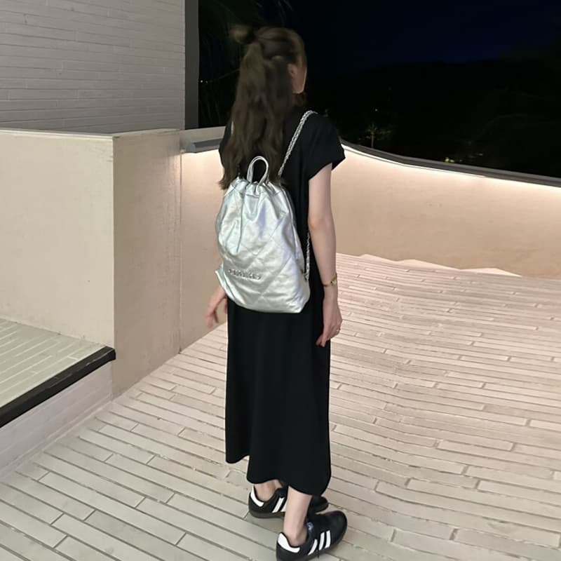 지금 huo 여름 바다 소금 코튼 얼음 빅 포켓 반팔 티셔츠 드레스 여름 오래된 돈 바람 루즈핏 스트레이트 롱 스커트 이미지 4