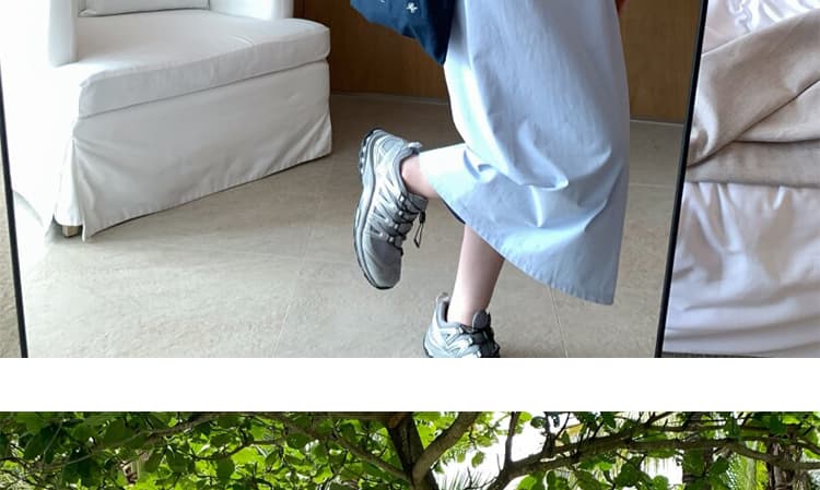 지금 huo 여름 바다 소금 코튼 얼음 빅 포켓 반팔 티셔츠 드레스 여름 오래된 돈 바람 루즈핏 스트레이트 롱 스커트 상세 이미지 20