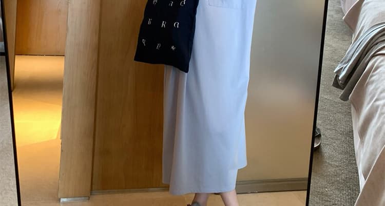 지금 huo 여름 바다 소금 코튼 얼음 빅 포켓 반팔 티셔츠 드레스 여름 오래된 돈 바람 루즈핏 스트레이트 롱 스커트 상세 이미지 37